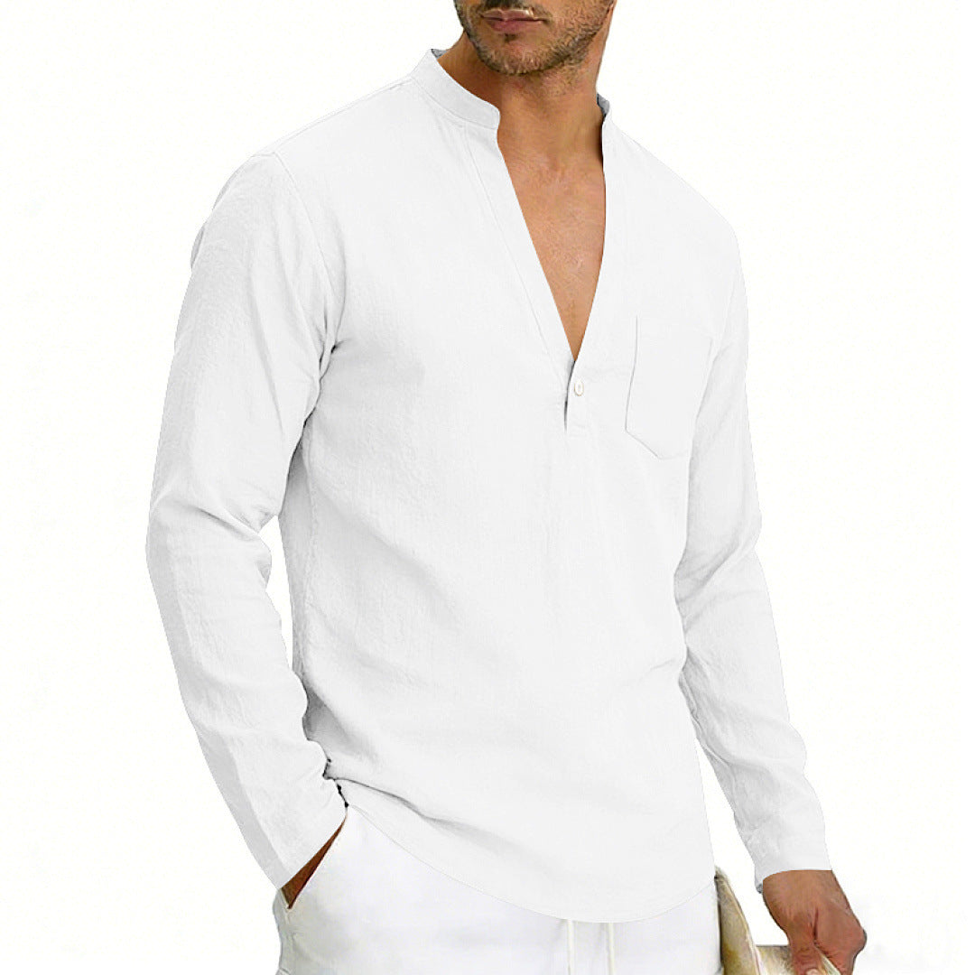 Mens Linen Long Sleeve Shirt for Casual Wear