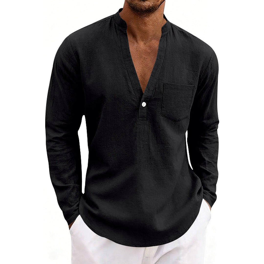 Mens Linen Long Sleeve Shirt for Casual Wear