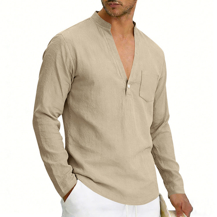 Mens Linen Long Sleeve Shirt for Casual Wear