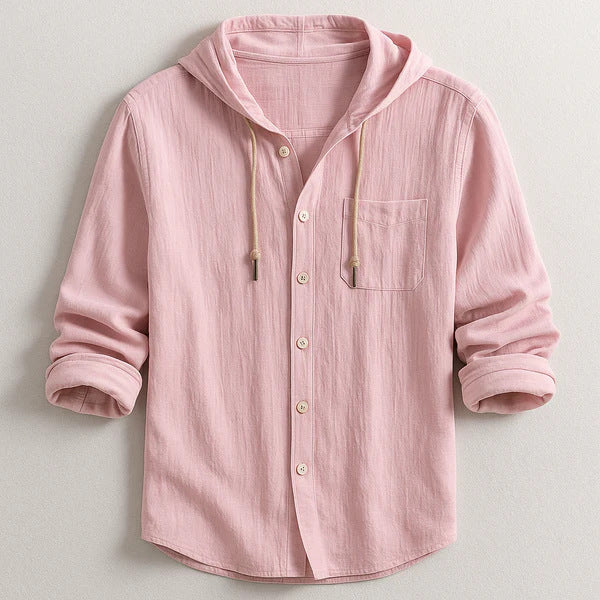 Mens Hooded Linen Shirt for Casual Wear