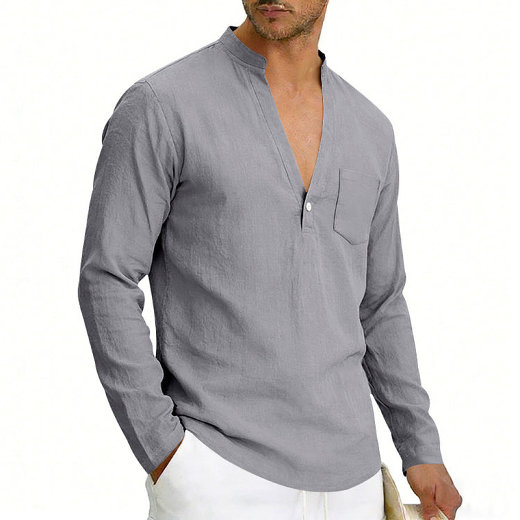 Mens Linen Long Sleeve Shirt for Casual Wear