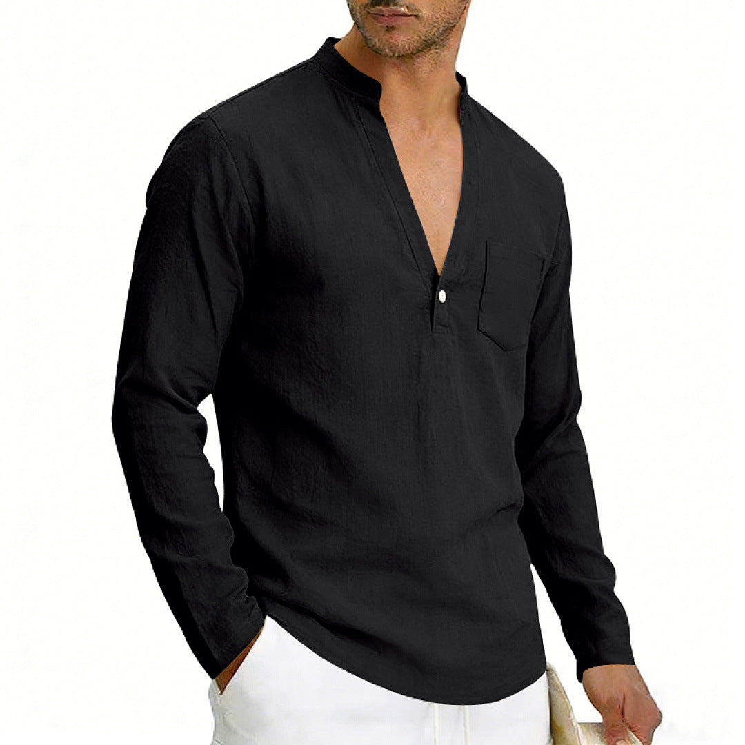 Mens Linen Long Sleeve Shirt for Casual Wear